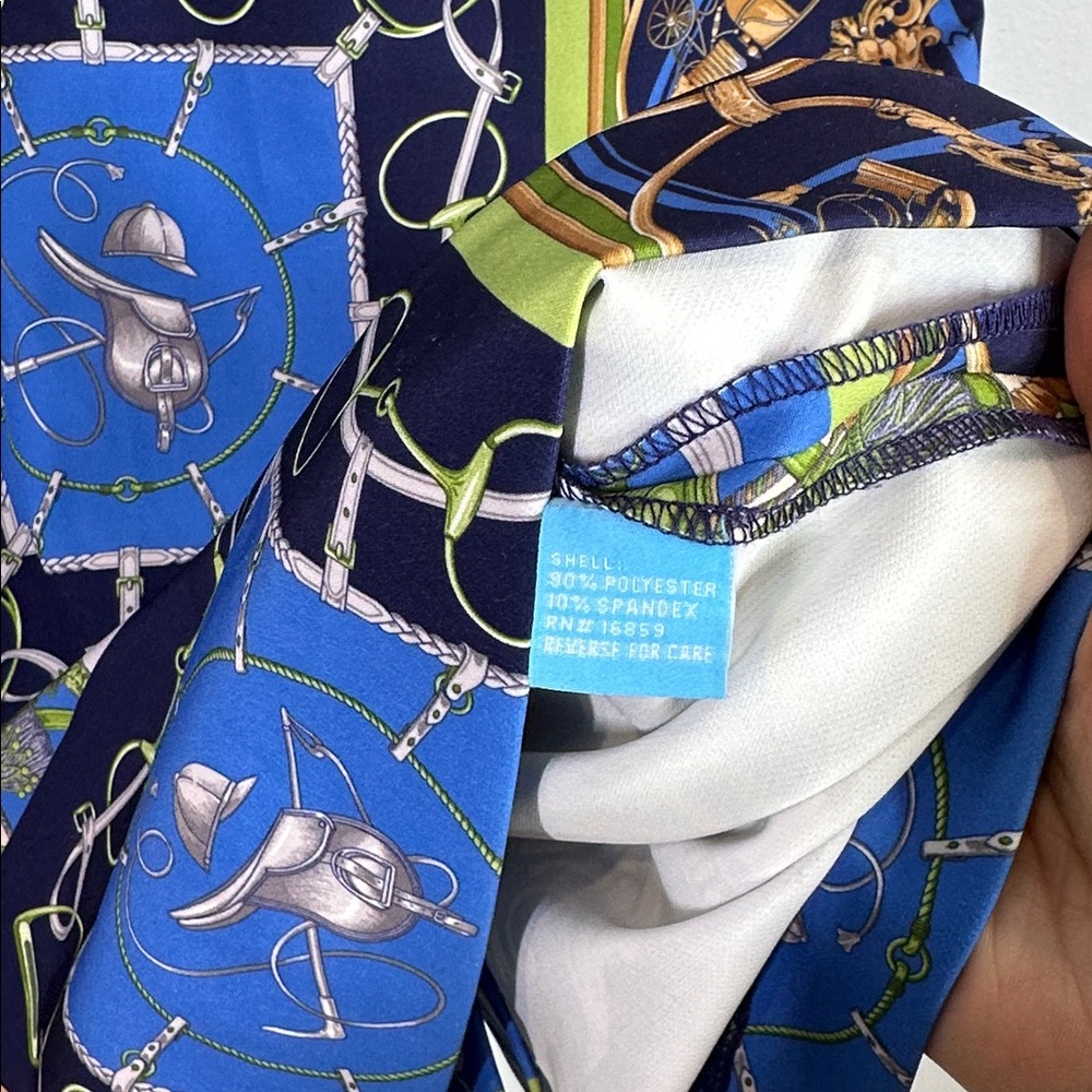 J. McLaughlin Belinda heraldic equestrian patchwork print sleeveless dress 6 - Picture 4 of 6